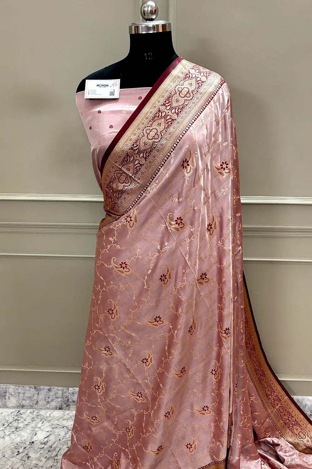Maroon Zari Katan Silk Banarasi Saree