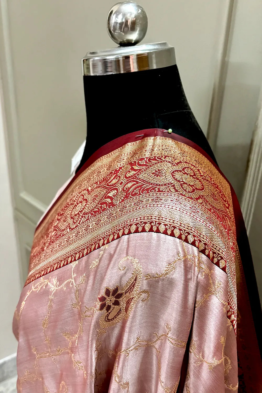 Maroon Zari Katan Silk Banarasi Saree