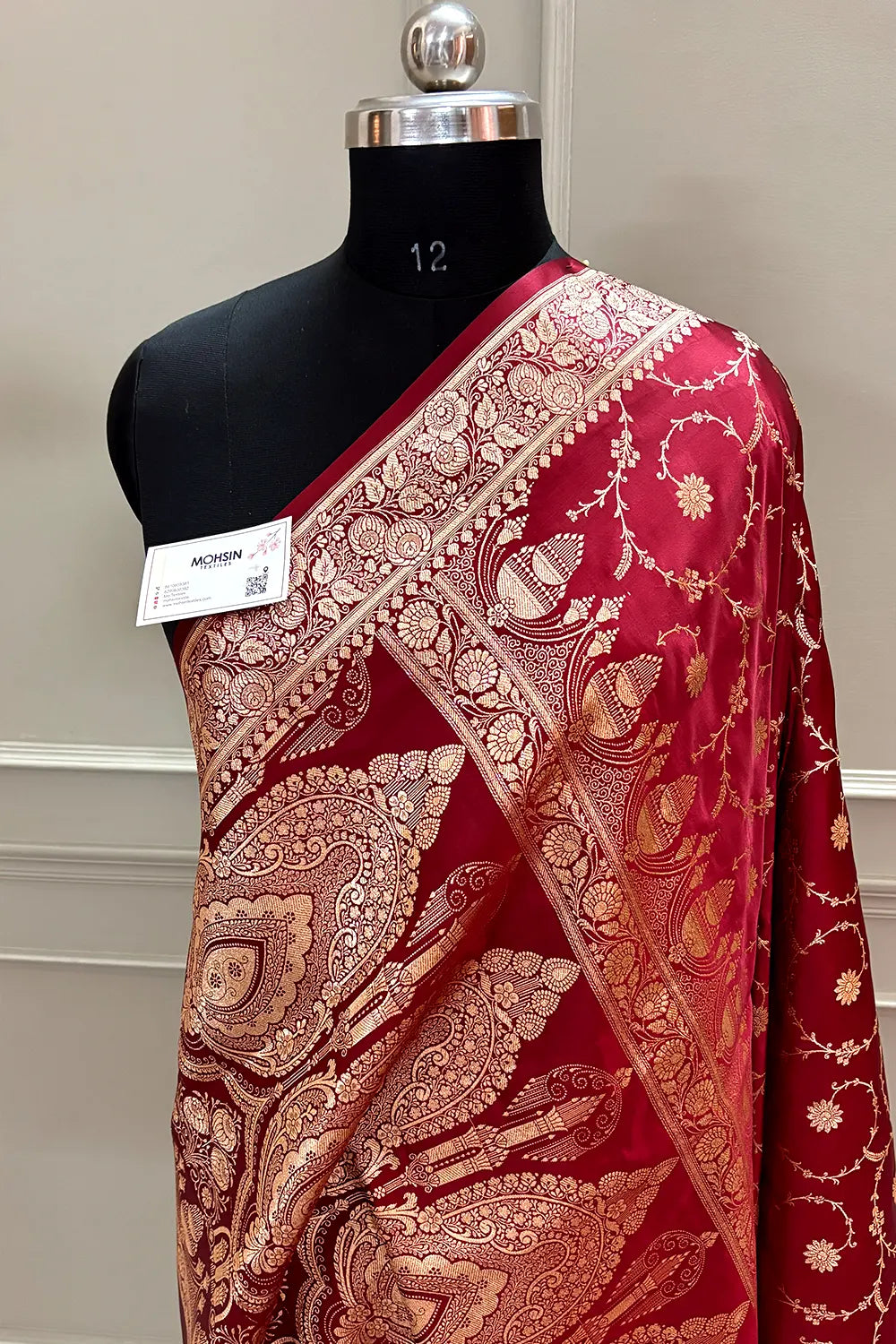 Maroon Zari Katan Silk Banarasi Saree