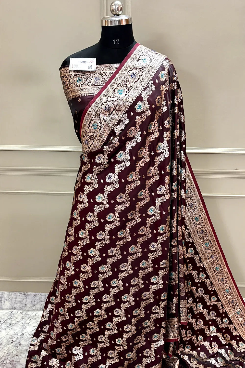 Maroon Zari Katan Silk Banarasi Saree