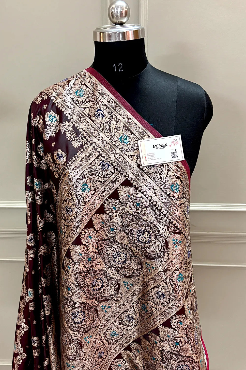 Maroon Zari Katan Silk Banarasi Saree