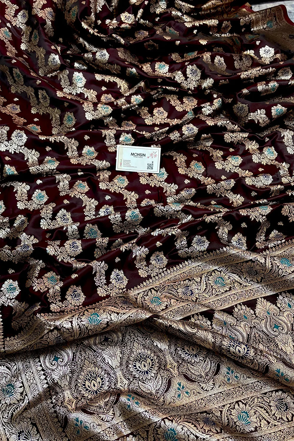 Maroon Zari Katan Silk Banarasi Saree