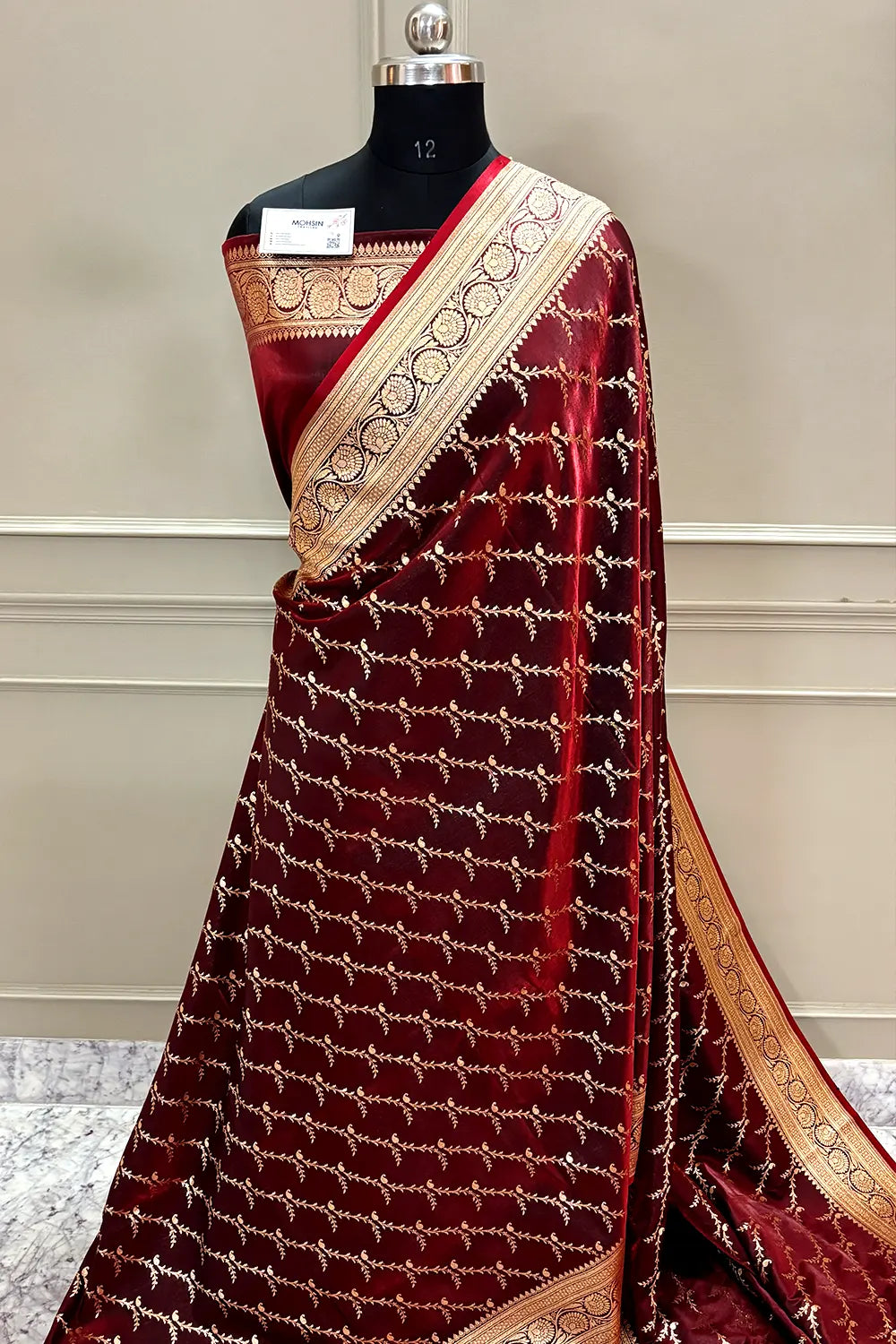 Maroon Zari Katan Silk Banarasi Saree