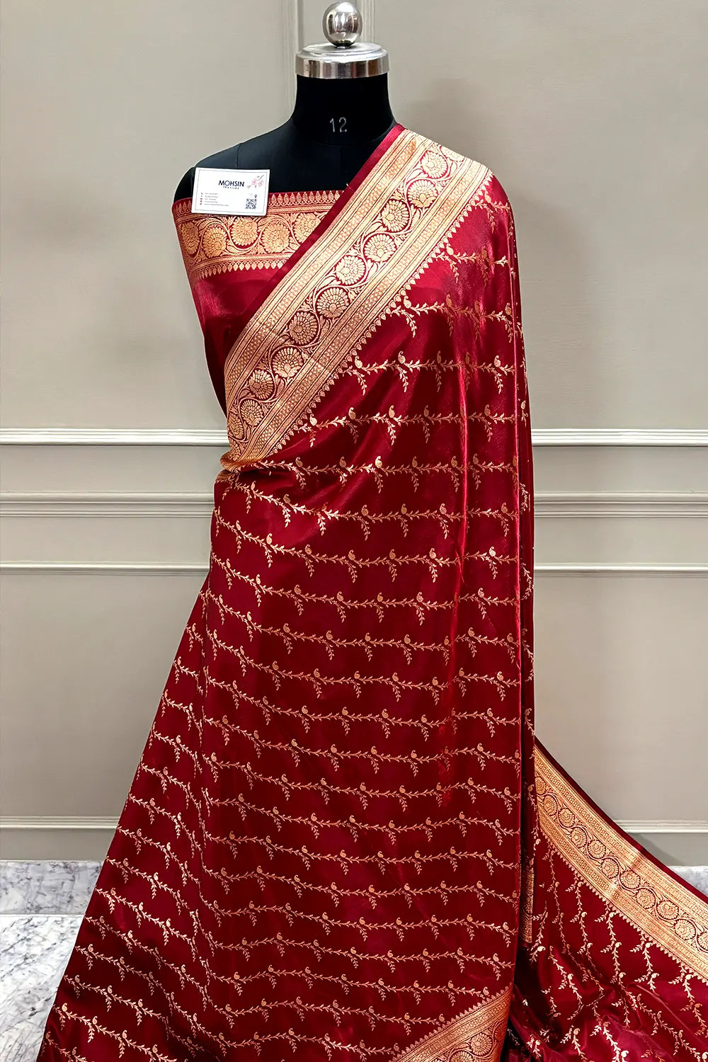 Maroon Zari Katan Silk Banarasi Saree
