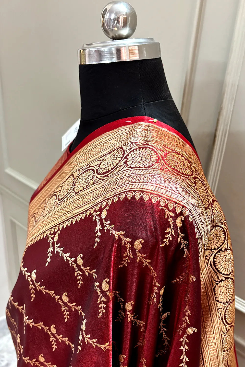 Maroon Zari Katan Silk Banarasi Saree