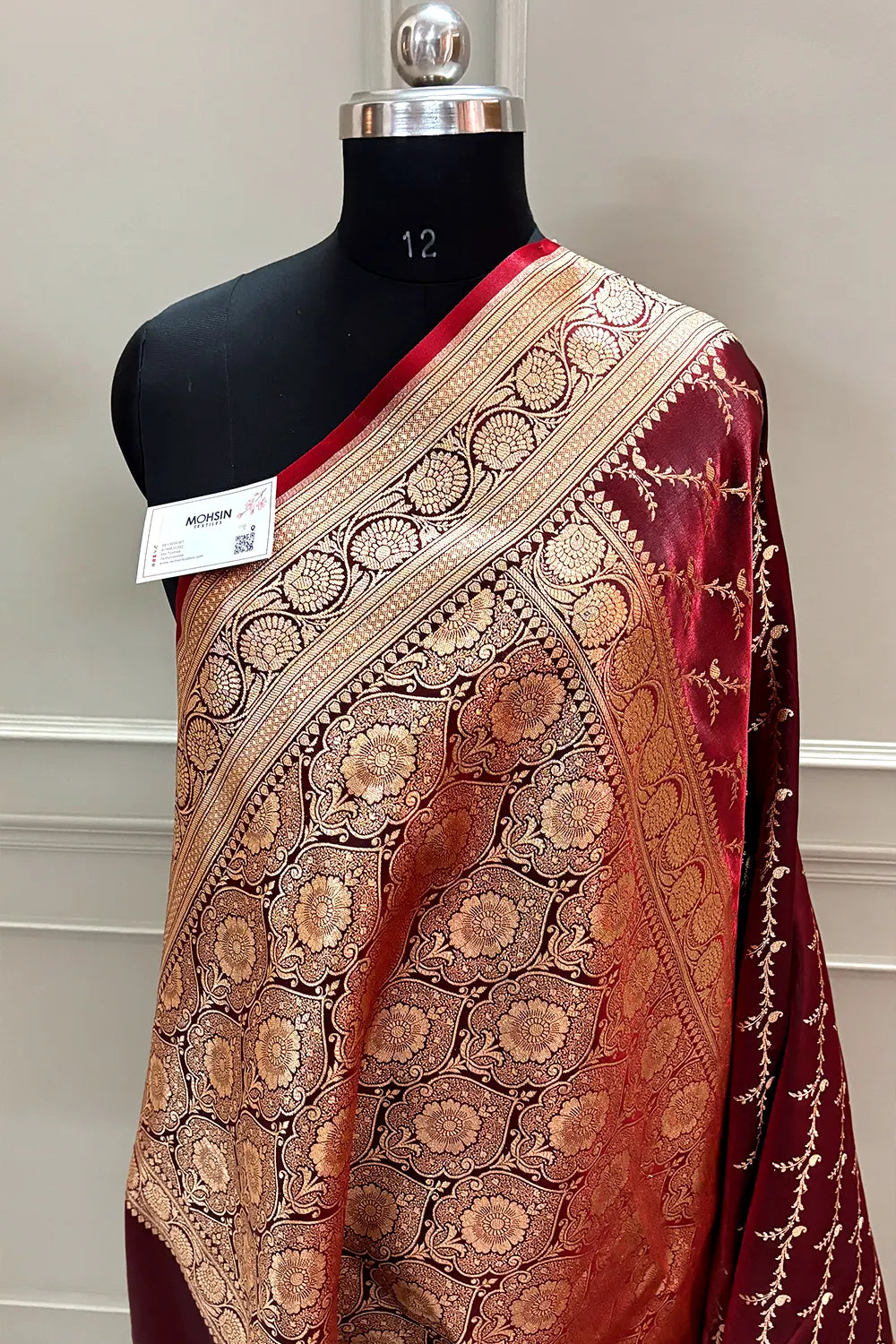 Maroon Zari Katan Silk Banarasi Saree