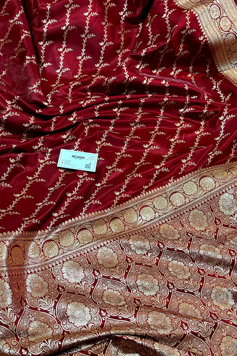Maroon Zari Katan Silk Banarasi Saree
