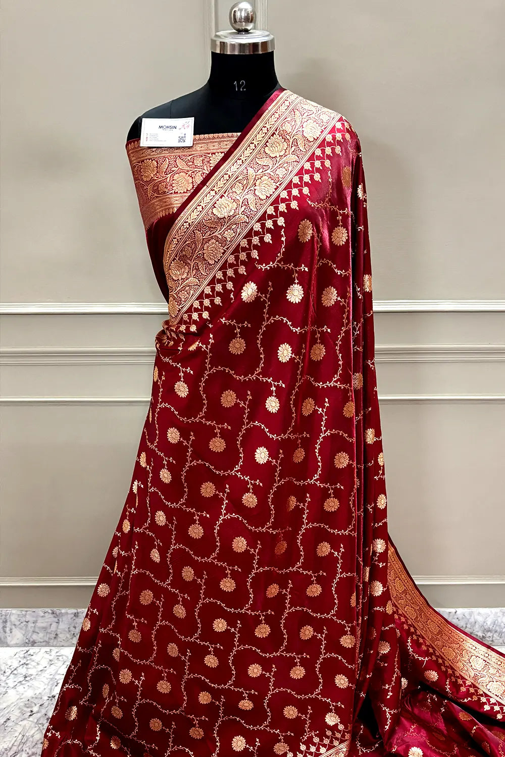 Maroon Zari Katan Silk Banarasi Saree