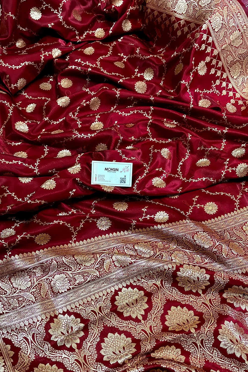 Maroon Zari Katan Silk Banarasi Saree