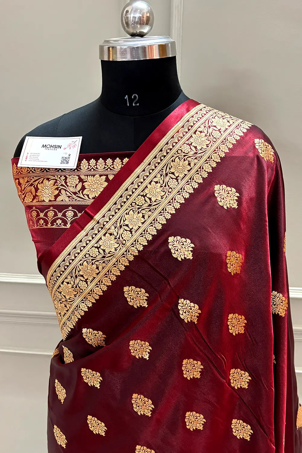 Maroon Zari Katan Silk Banarasi Saree