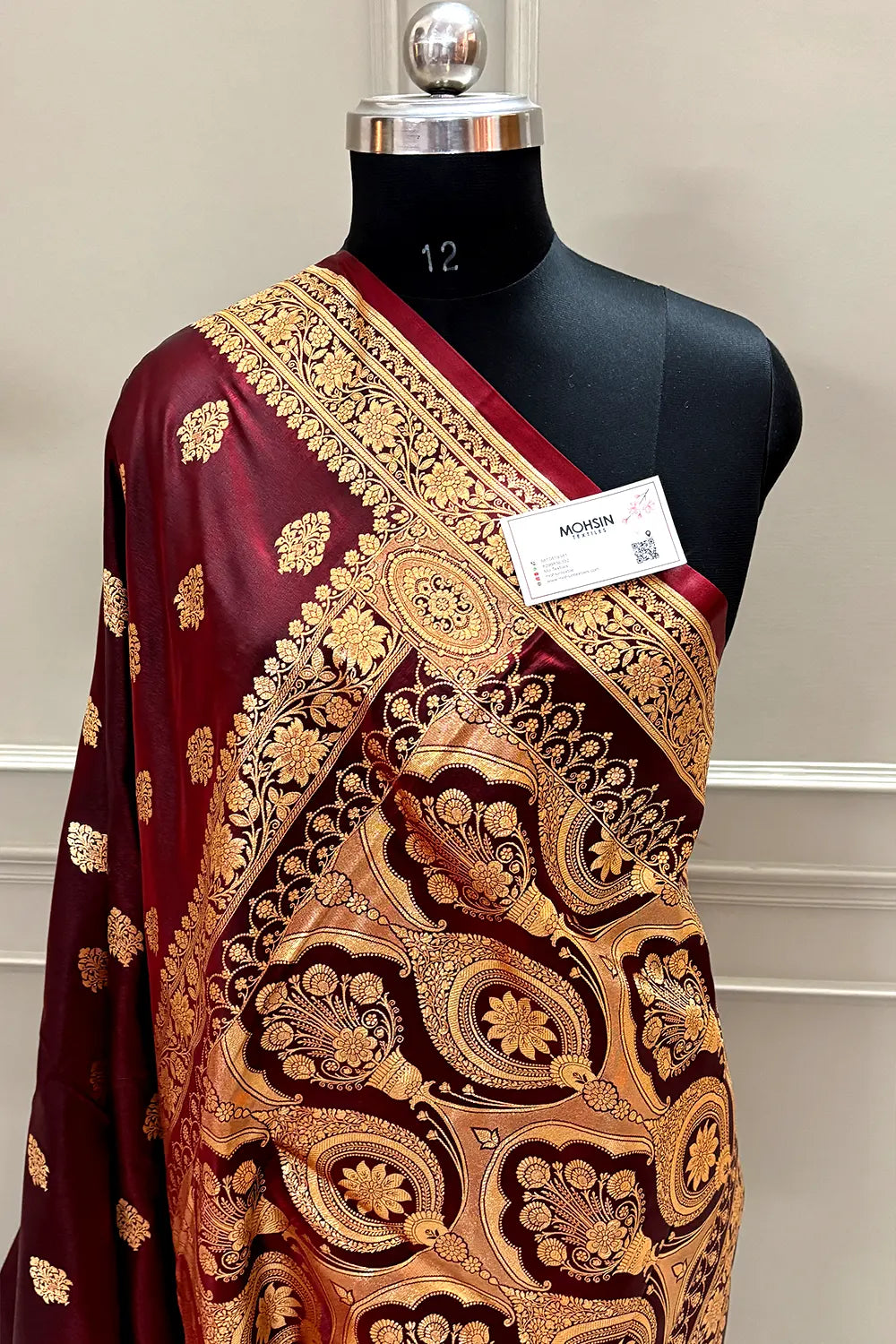 Maroon Zari Katan Silk Banarasi Saree