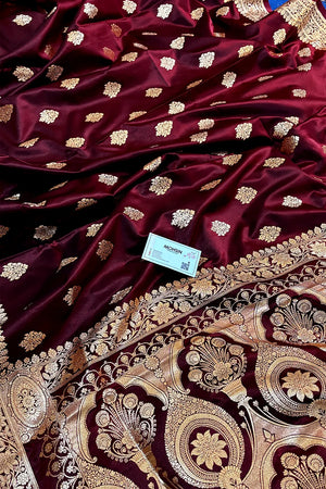 Maroon Zari Katan Silk Banarasi Saree