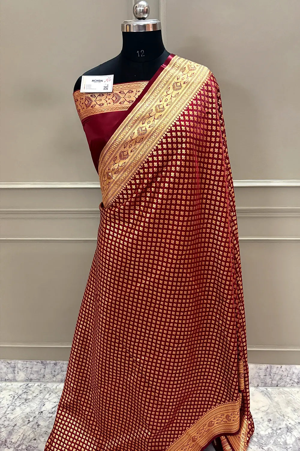 Maroon Zari Katan Silk Banarasi Saree