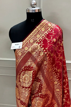 Maroon Zari Katan Silk Banarasi Saree