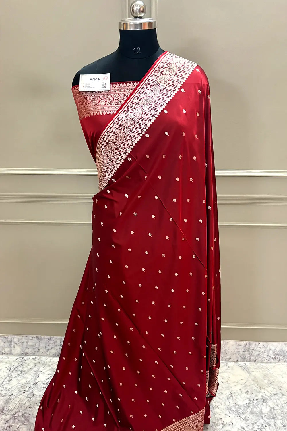 Maroon Zari Katan Silk Banarasi Saree