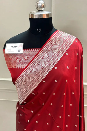 Maroon Zari Katan Silk Banarasi Saree