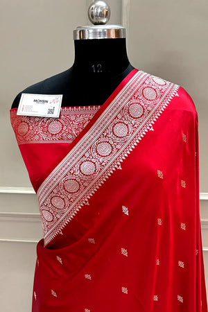 Maroon Zari Katan Silk Banarasi Saree