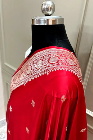 Maroon Zari Katan Silk Banarasi Saree