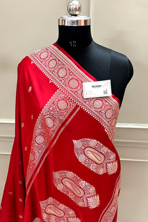 Maroon Zari Katan Silk Banarasi Saree