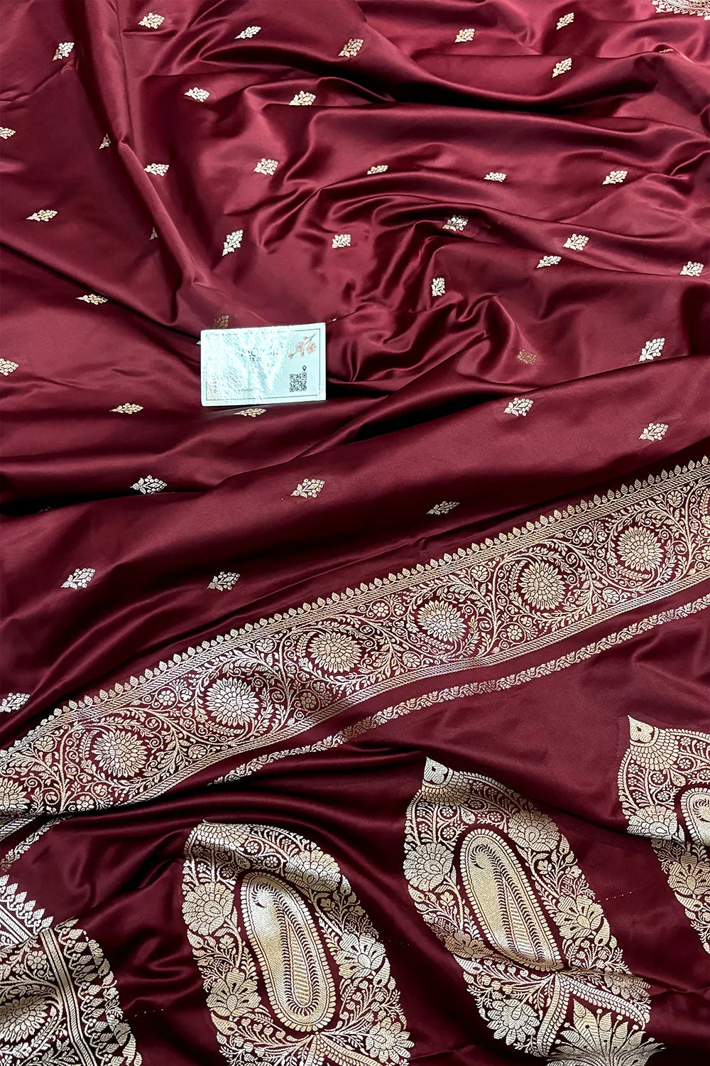 Maroon Zari Katan Silk Banarasi Saree