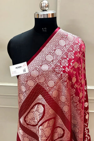 Maroon Zari Katan Silk Banarasi Saree