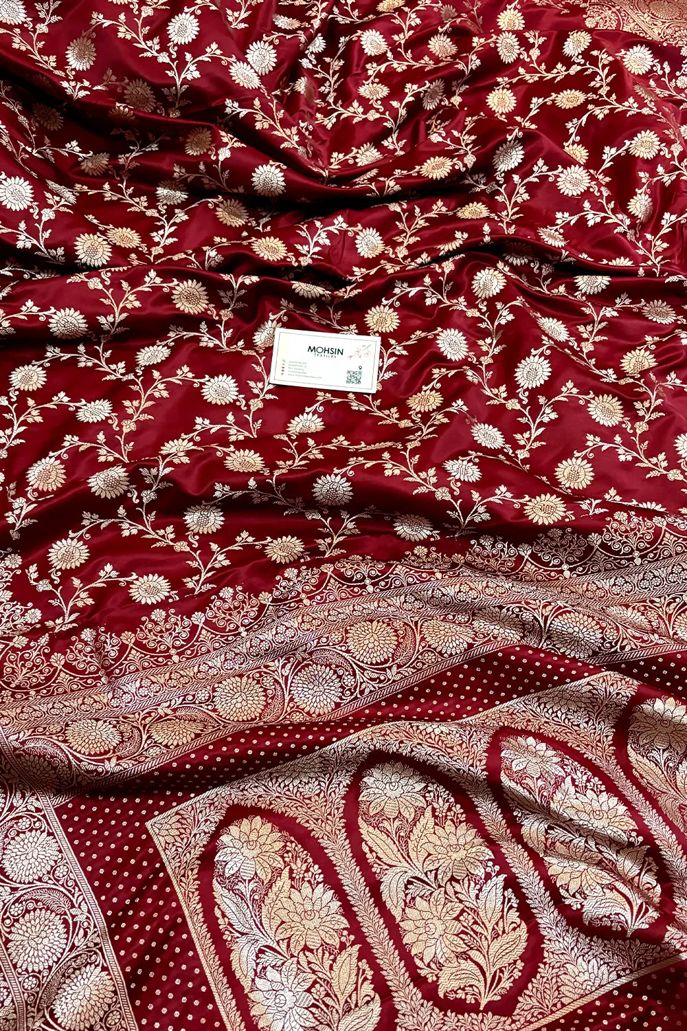 Maroon Zari Katan Silk Banarasi Saree
