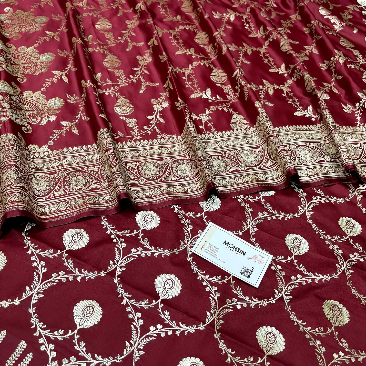 Maroon Zari Katan Silk Banarasi Suit
