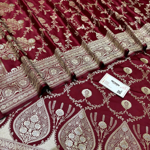 Maroon Zari Katan Silk Banarasi Suit