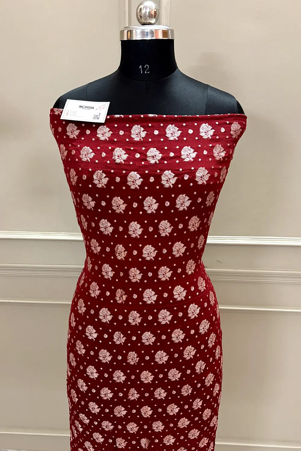 Maroon Zari Pure Georgette Silk Banarasi Suit