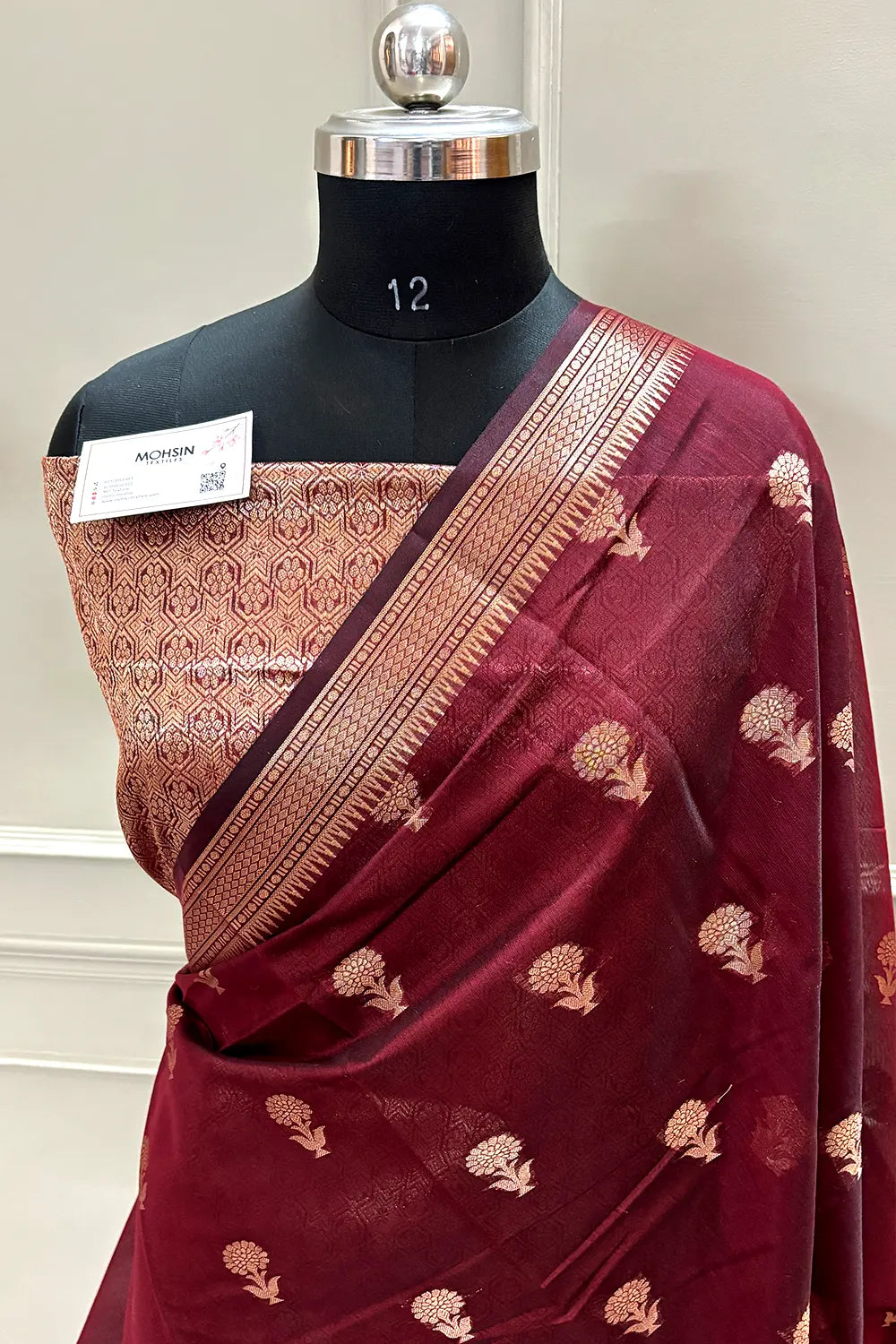 Maroon Zari Resham Banarasi Silk Saree
