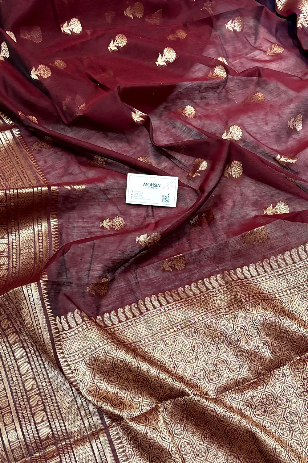 Maroon Zari Resham Banarasi Silk Saree