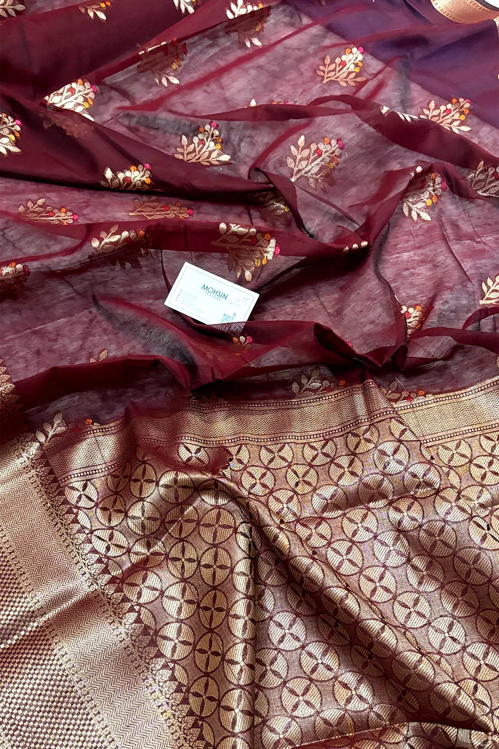 Maroon Zari Resham Banarasi Silk Saree