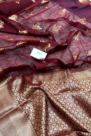 Maroon Zari Resham Banarasi Silk Saree