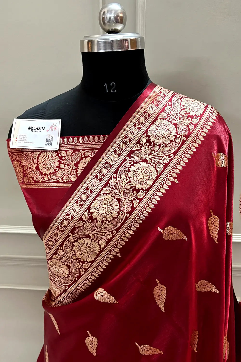 Maroon Zari Satin Silk Banarasi Saree