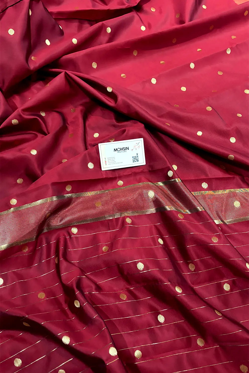 Maroon Zari Semi Katan Silk Banarasi Saree