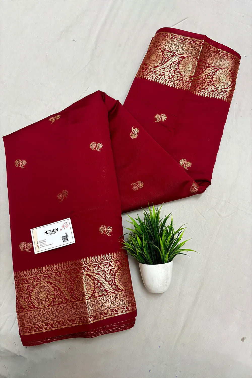 Maroon Zari Semi Katan Silk Banarasi Saree