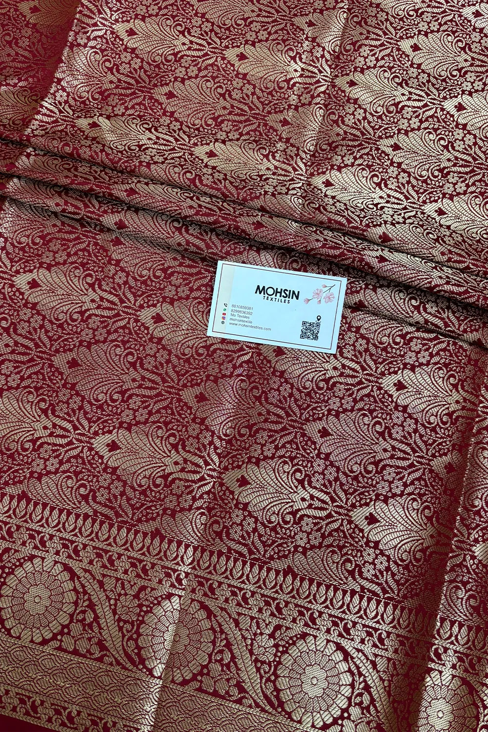 Maroon Zari Semi Katan Silk Banarasi Saree