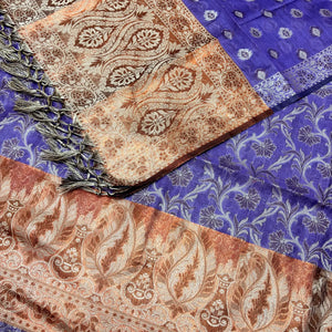 Mauve and Gold Zari Border Cotton Silk Banarasi Suit