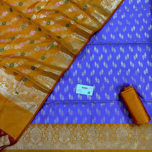 Mauve and Mustard Persian Lau Banarasi Silk Suit