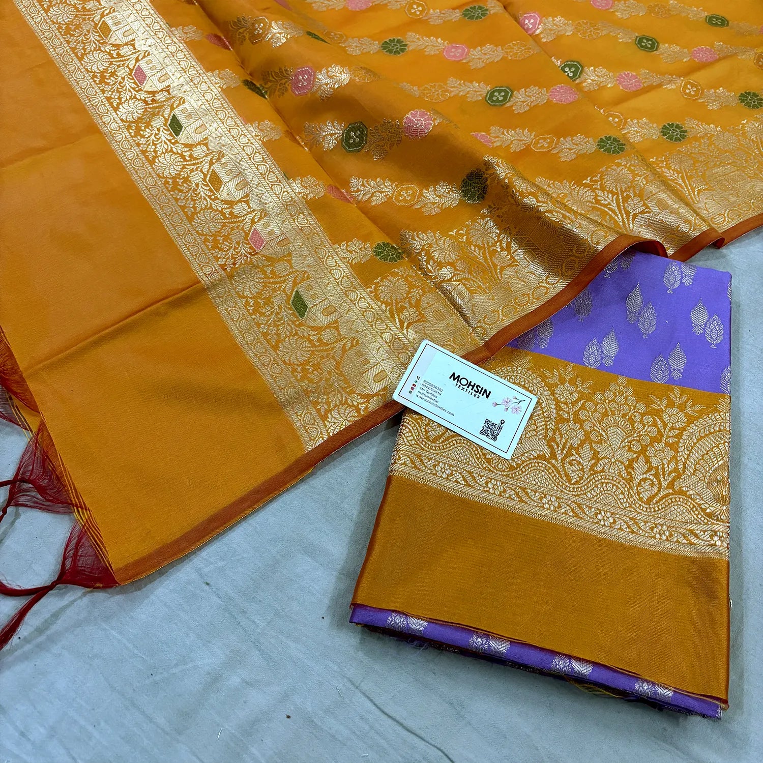 Mauve and Mustard Persian Lau Banarasi Silk Suit