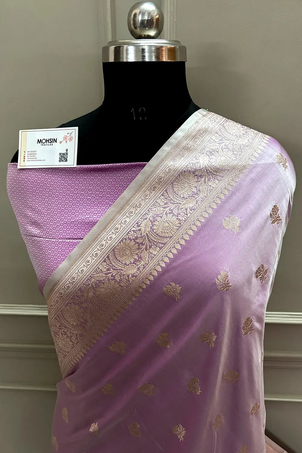 Mauve Chaman Buti Katan Mashru Silk Banarasi Saree