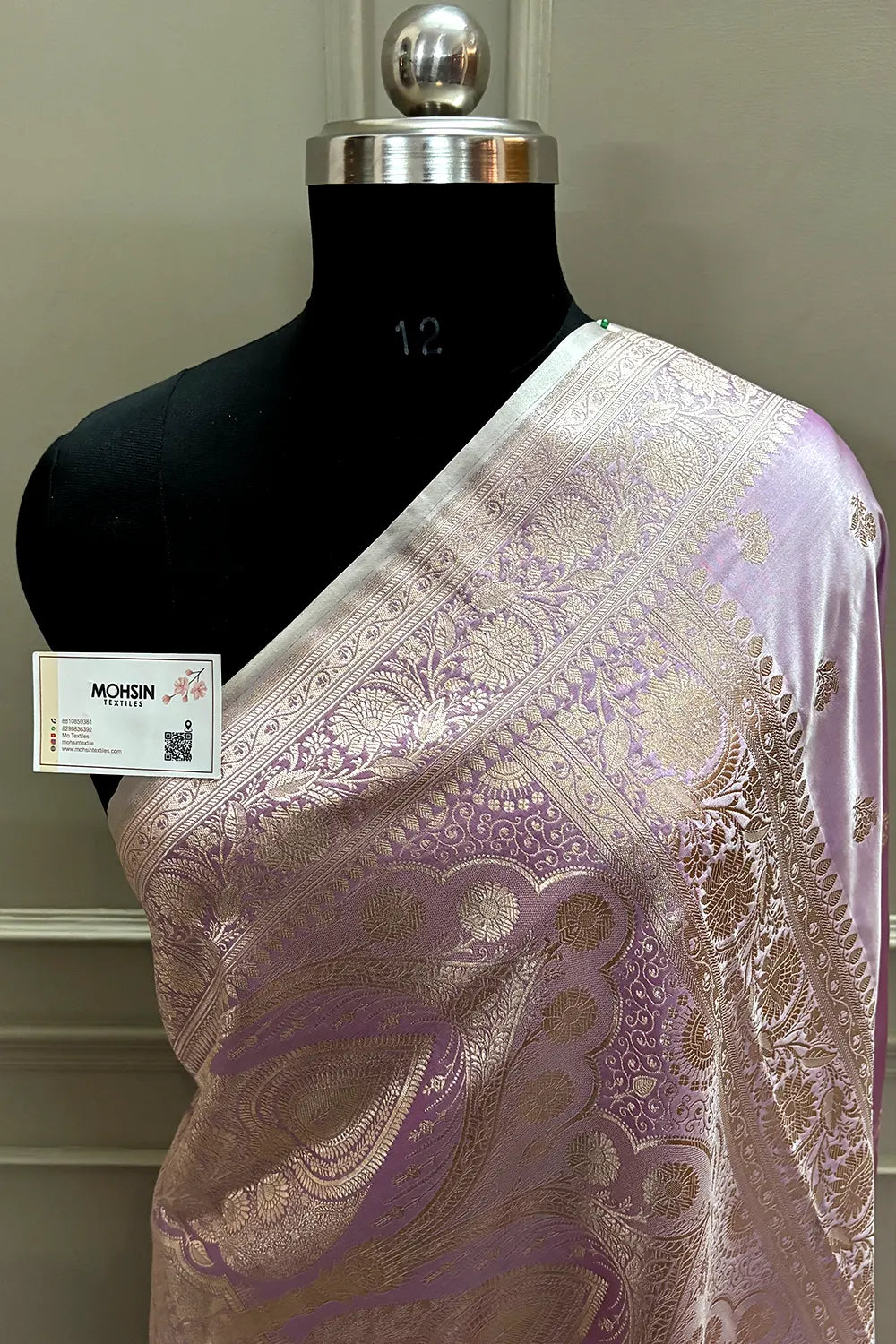 Mauve Chaman Buti Katan Mashru Silk Banarasi Saree
