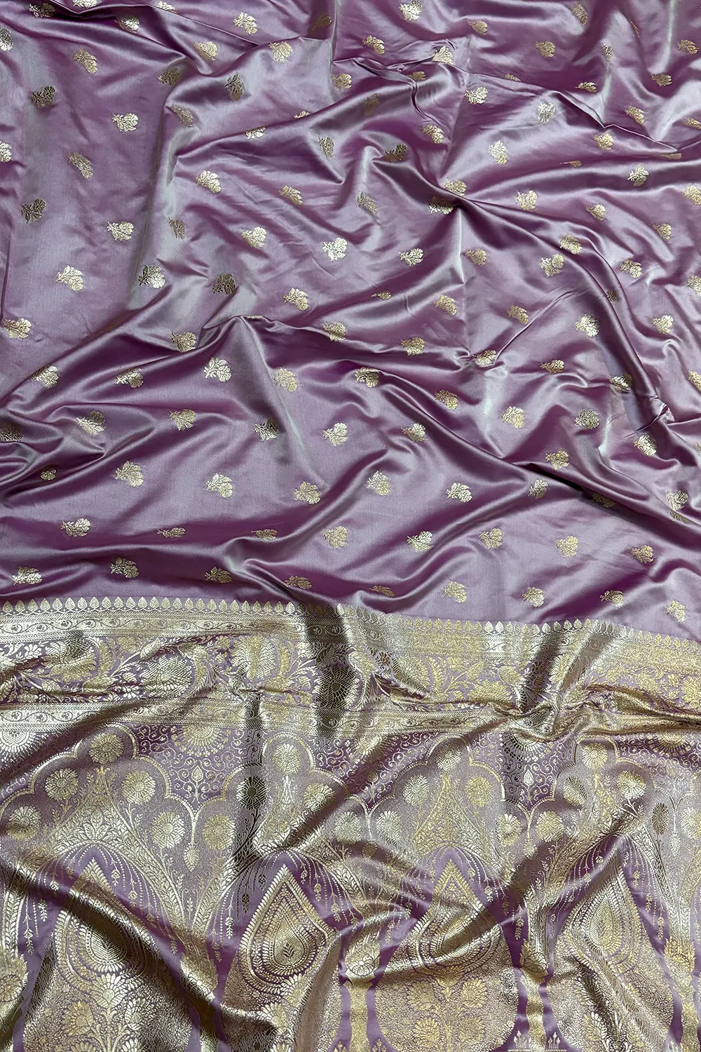 Mauve Chaman Buti Katan Mashru Silk Banarasi Saree
