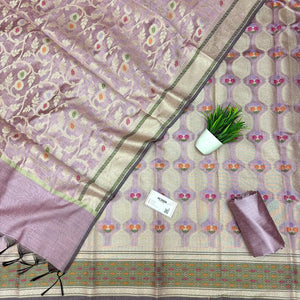 Mauve Resham Banarasi Silk Suit