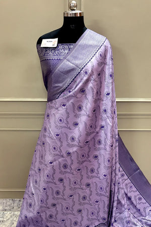 Mauve Resham Zari Banarasi Silk Saree