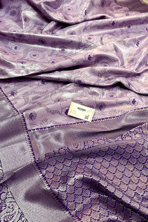 Mauve Resham Zari Banarasi Silk Saree