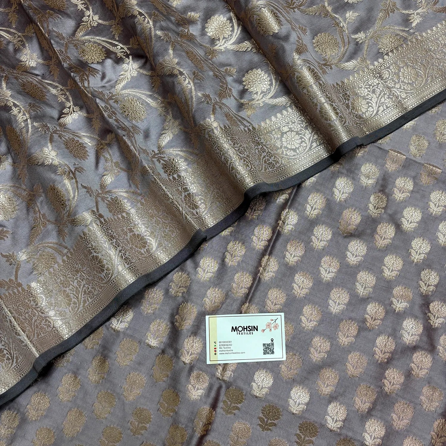 Mauve Sunflower Semi Katan Silk Banarasi Suit