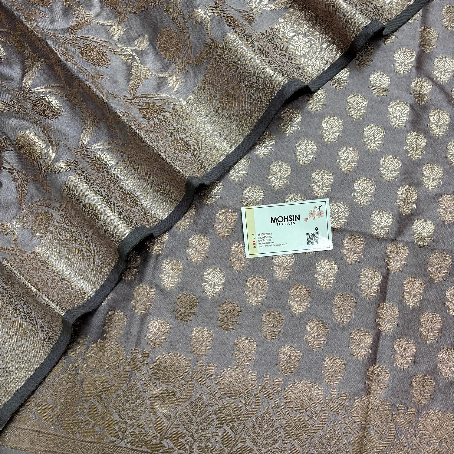 Mauve Sunflower Semi Katan Silk Banarasi Suit