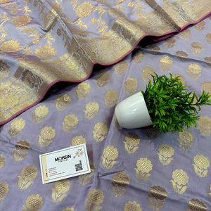 Mauve Zari Satin Silk Banarasi Suit