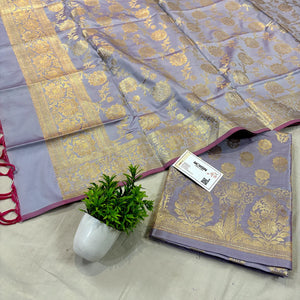 Mauve Zari Satin Silk Banarasi Suit